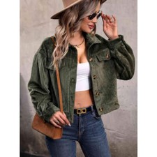 Collared Neck Button Front Jacket with Pockets