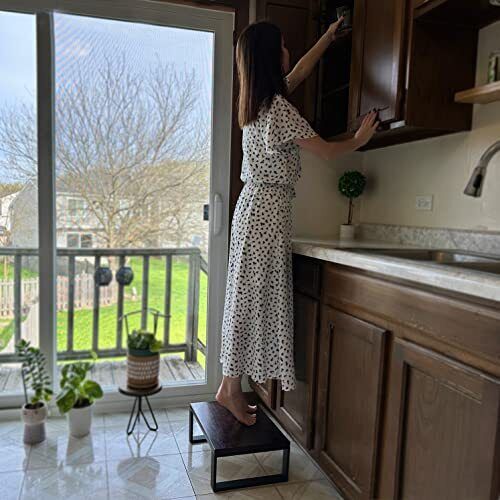 Solid Wooden Step Stool Heavy Duty, Portable Wood Step Stool Non-Slip, - Picture 3 of 7