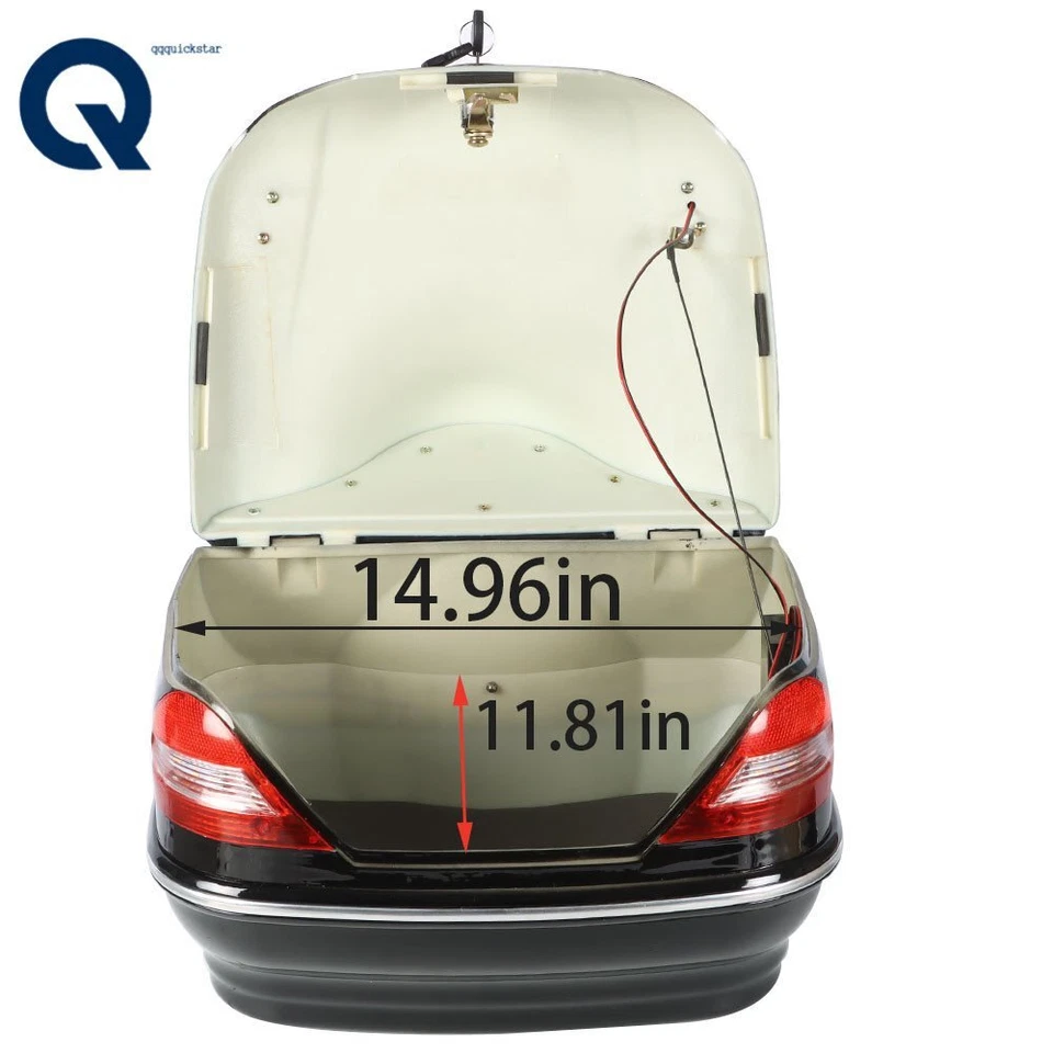 28L Motorcycle Trunk Case Tail Box Scooter Helmet Luggage Topbox w/Tail Light US - Image 2 of 4