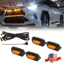 For Toyota RAV4 2019-2022 Raptor Style Front Grille Amber LED Lights Grill Kit