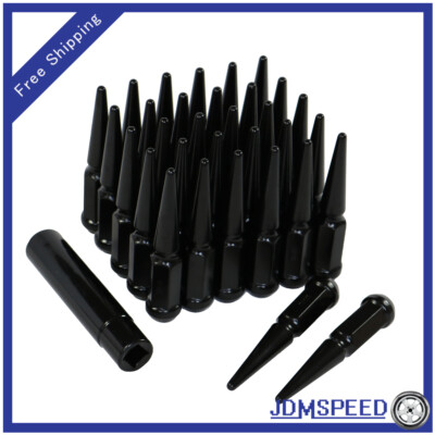 JDMSPEED BLACK 32 PCS Set Spike Lug Nuts 9/16'' For Dodge RAM 3500 2500 1994-2011