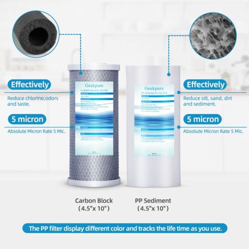 Geekpure 2 Stage Whole House Water Filter System-1" NPT 4.5" x 10" - PP Carbon - Picture 3 of 9