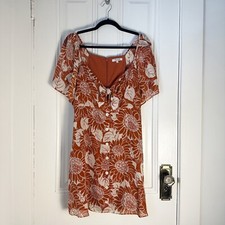 Madewell Silk Tie-Front Mini Dress in Sunflower Season Sz 10