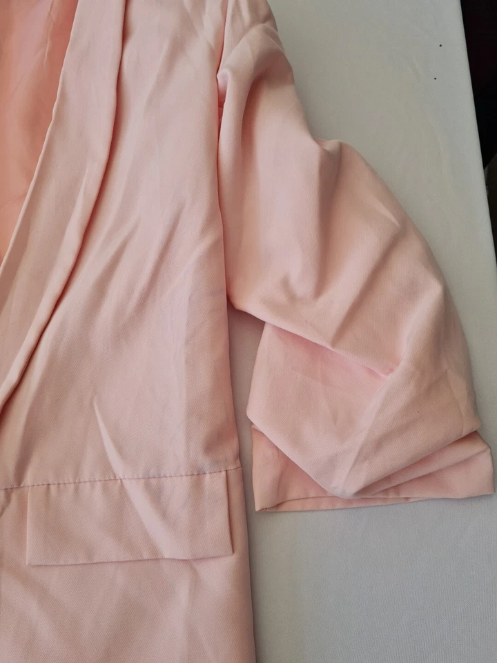 Ladies Blazer Boohoo Size 14 3/4 Sleeve Open Front Pink 001 - Image 3 of 4