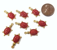 Red Enamel Jewelry Making Charms for sale