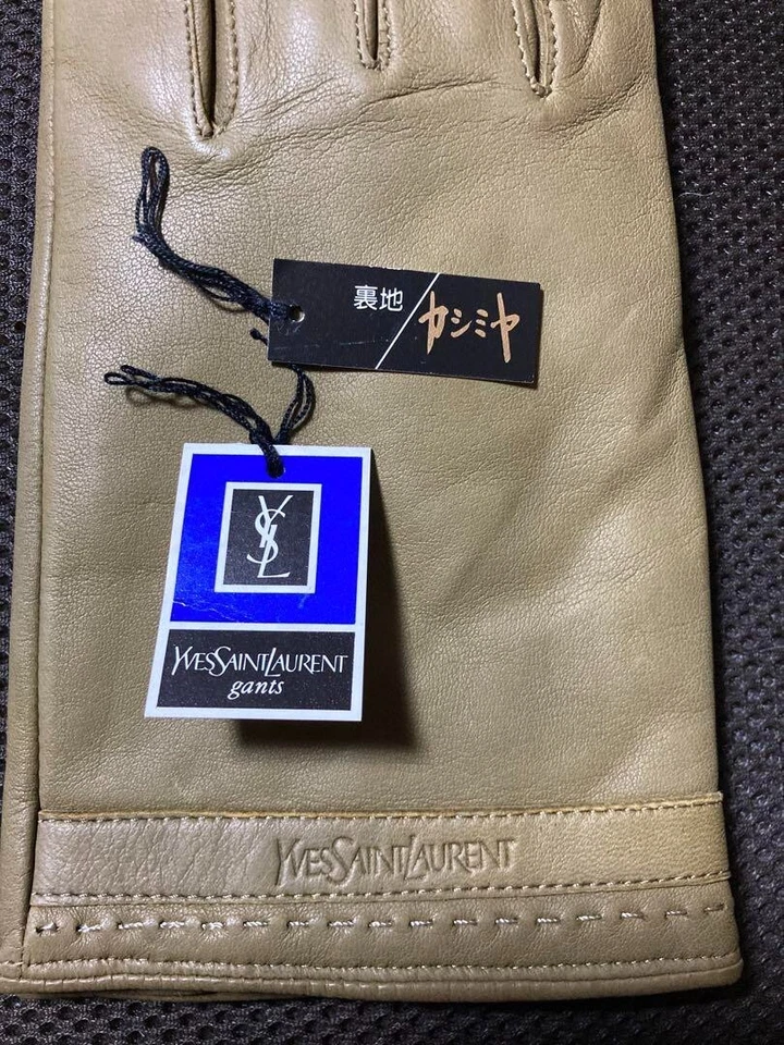 Auténticos Guantes Yves Saint Laurent Vintage Cuero Oveja Stock Muerto No Usados Foto 2 de 4