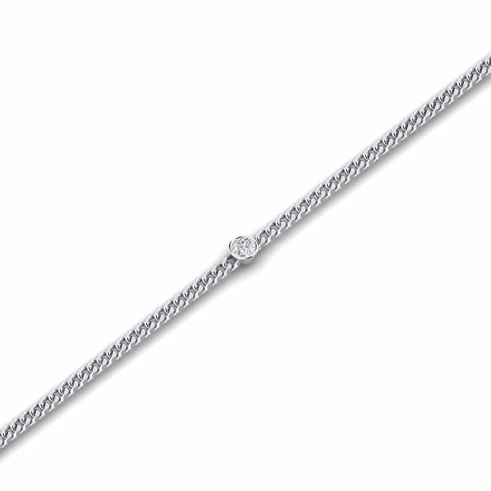0.10ct Bezel Set Round Cut VS1-GH GIA Certified Lab Grown Diamond Chain Bracelet - Image 4 of 4