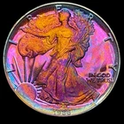 American Silver Eagle Proof 1986 999 Silver Monster Rainbow Toning Uncirculated