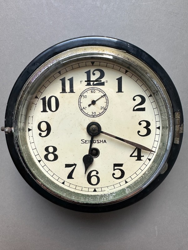 Seikosha WWII Japanese Navy ship wall clock, working, w/key