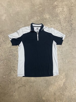 Bugatchi Uomo Men's Colorblock 1/4 Zip Golf Polo Shirt Black/Grey M