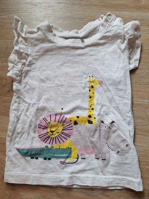 T-Shirt Blue Seven weiß Gr. 86 Giraffe Löwe Nilpferd