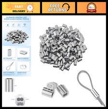 100pcs 1/16" Aluminum Crimping Sleeves, Cable Ferrules for Wire Rope Ends