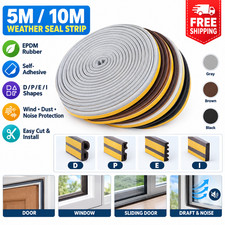 Door Window Seal Strip EPDM Rubber Self Adhesive Weatherstrip 5M/10M TFAAI