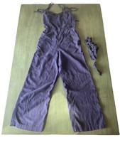 Abercrombie  Fitch Women's Navy Denim Tie Strap Smocked Back Jumpsuit Size S