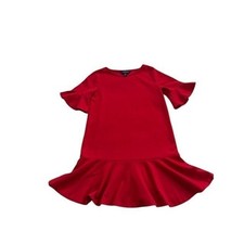 Polo Ralph Lauren Girls Red Ruffle Sleeve Dress Size 10