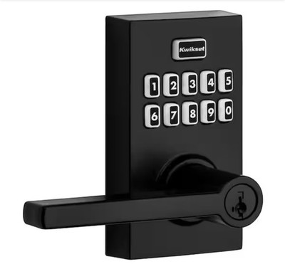 Kwikset SmartCode 917 Matte Black Keypad Door Handle w/ SmartKey Security