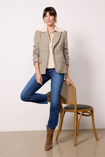 Evereve Blazer Jacket Dawson Plaid Wool Blend Winterwhite Cream Tan XL
