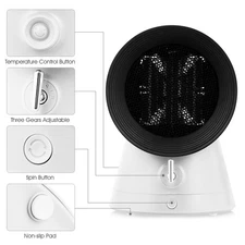 1500W Portable PTC Ceramic Space Heater Mini Electric Desktop Heating Fan White