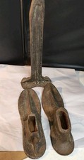 2 Vintage Newark Cast Iron Cobbler Shoe Maker Form Molds and the stand