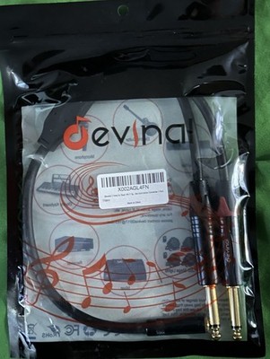 Devinal 3.5mm TRS to Dual 1/4  TS Mono Y Splitter Audio Cable 1ft NEW