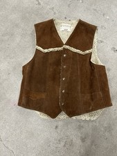 Vintage 70s Schott Rancher Suede Vest Mens Small Sherpa Lined Western