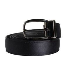 DOLCE & GABBANA Belt Men Black Classic Viscose Metal Buckle 95cm / 38in 490usd