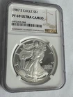 1987-S $1 Proof American Silver Eagle NGC PF69 Ultra Cameo #004