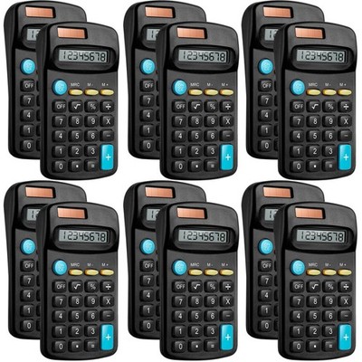 12 Packs Pocket Size Mini Black Calculator Basic Calculators for Handheld Ang...