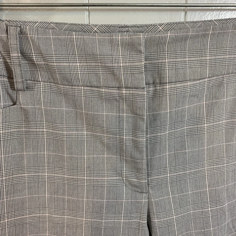 New York & Co Stretch Gray Plaid Bootcut Pockets Career Slacks Pants 14 - Image 3 of 4