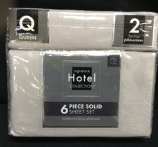 6 pc Solid polyester Bed Sheet Set Queen bedding Beige