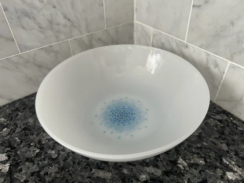Vintage Fire King Blue Mosaic 8'' Vegetable Bowl USA