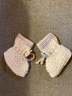 Handmade Baby Sweater, Hat And Booties White With Blue & Pink Never Used — photo 2