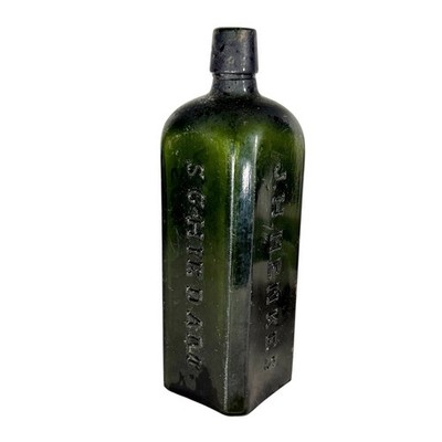 Antique  J. H. Henkes Schnapps Aromatico Liquor Bottle Olive Green Shipwrecked