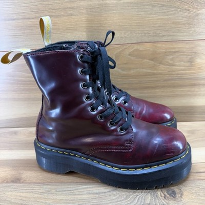 Dr Martens Vegan Jadon II Cherry Red Platform Boots Womens 9 EU 41 Goth Grunge