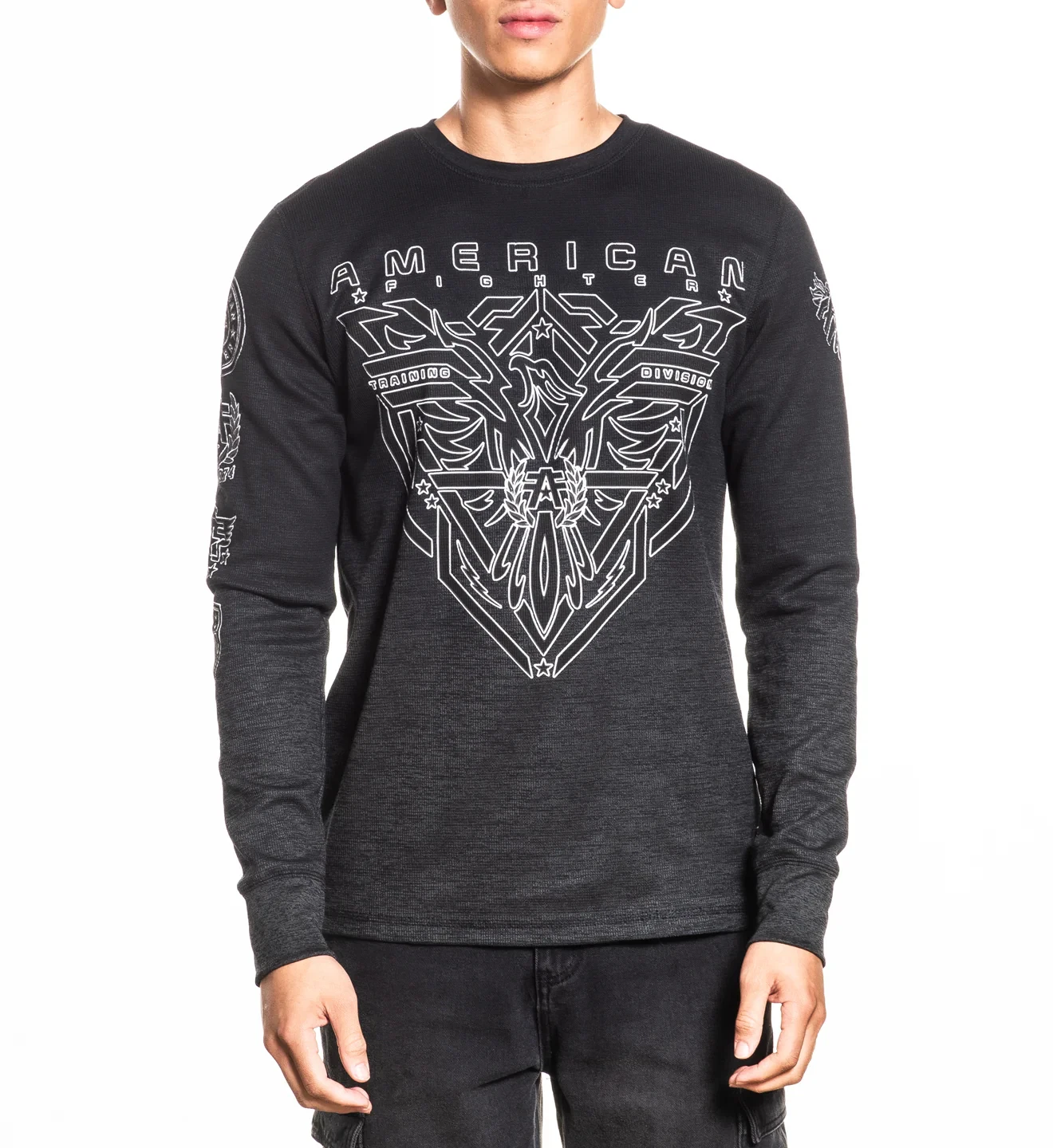American Fighter Men's Thermal Long Sleeve T-shirt Black Rock