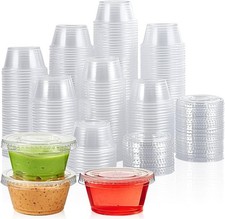 Clear Disposable Plastic Portion Cups with Lids, 2 Oz., 200 Count