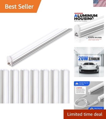 LED T5 Integrated Single Fixture, 4FT, 2200lm, 6500K Super Bright White, 20W,...