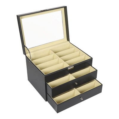YIYIBYUS 24-Piece Black High PU Leather and Medium Density Fiberboard Large Case