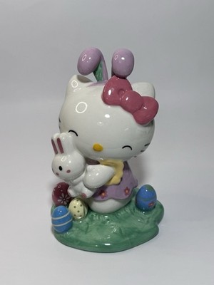 Hello Kitty Easter Ceramic Figurine Bunny Eggs Spring Decor
