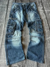 Vintage Cargo Denim Jeans Blue Men  s Baggy Utility Y2K Workwear Streetwear W32