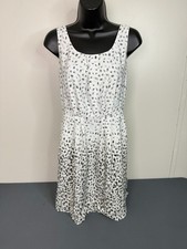 Loft Women's Printed Scoop Neck A-Line Mini Summer Casual Dress White Size 0
