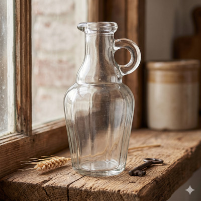 Owens Bottle Co Alton IL Mini Creamer Jug Vintage Glass Handled Milk Bottle 4.5''