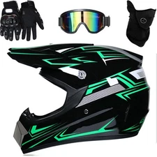 Professional Motocross Motorbike Helmet Set with Goggles Gloves Face Cover nf4d