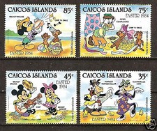 CAICOS # 42-5 MNH DISNEY Easter 1984 Mickey Minnie 