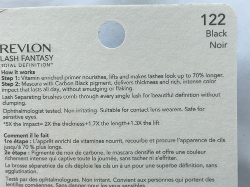 Revlon Lash Fantasy Total Definition Waterproof Black Sealed On Card - Picture 3 of 3