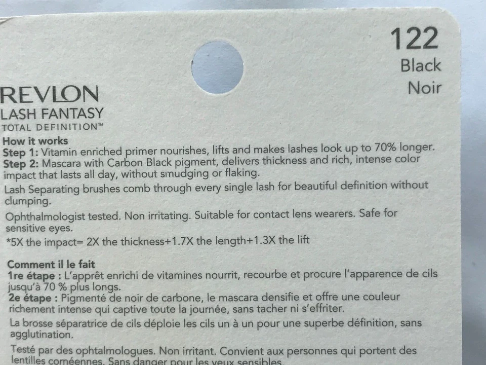 Revlon Wimpern Fantasy Total Definieren Wasserdicht Schwarz Verpackt Auf Karte - Bild 3 von 3