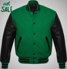Men's American  Letterman Collage Baseball Wool Varsity Jackets  Leather Sleeves