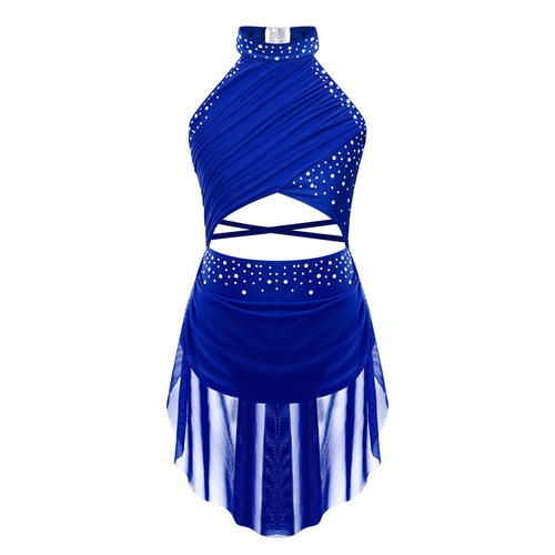 Girls Lyrical Modern Dance Dress Rhinestone Backless Leotard Ballroom AU - Picture 32 of 81
