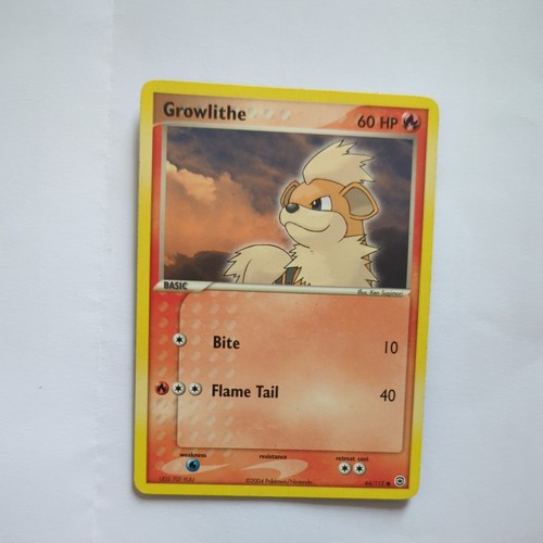 Growlithe 64/112 EX Feuerrot & Blattgrün Pokemon Karte LP