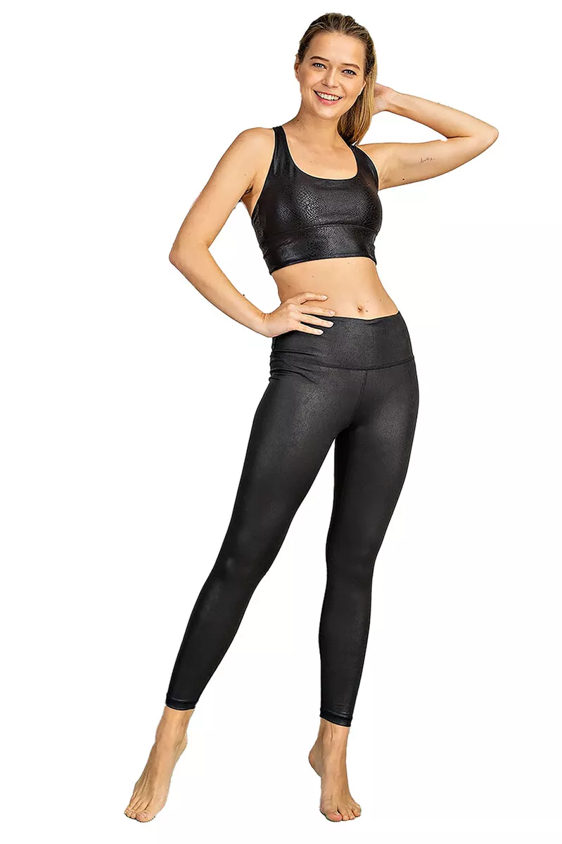 Women's Faux Leather Leggings Athleisure Wear High Rise Compression  Leggings